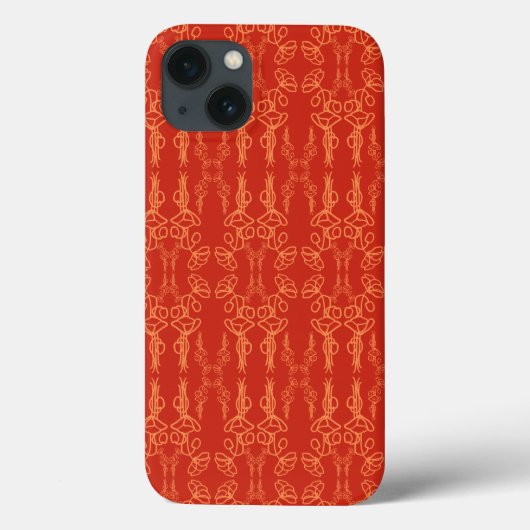 Chic Rouge, Orange Poppy Outline Coque-Mate Coque  (Verso)