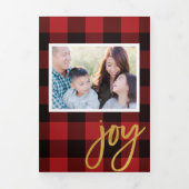 Chic Rouge Plaid + Gold Script Carte photo de vaca (Page de couverture)