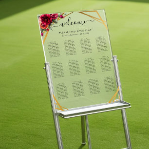 Chic rouge rose floral et faux mariage or