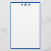 Chic Royal Blue Ancre Monogramme papeterie (Devant)