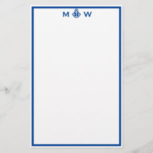 Chic Royal Blue Ancre Monogramme papeterie