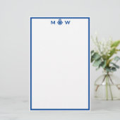 Chic Royal Blue Ancre Monogramme papeterie (Debout devant)