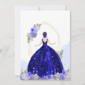Chic Royal Blue Floral Kaart (Achterkant)