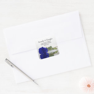 Chic Royal Blue Roos Return Address Envelope Seal Vierkante Sticker