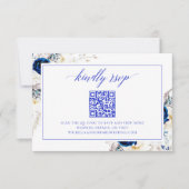 Chic Royal Blue Wedding Website RSVP QR Code Kaart (Voorkant)