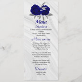 chic royal blue zilver gray floral bruiloft menu (Voorkant)