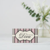 Chic roze & Black Stripes Design Visitekaartje (Staand voorkant)