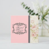 Chic Roze Bloemen Bruids Douche Uitnodiging (Staand voorkant)