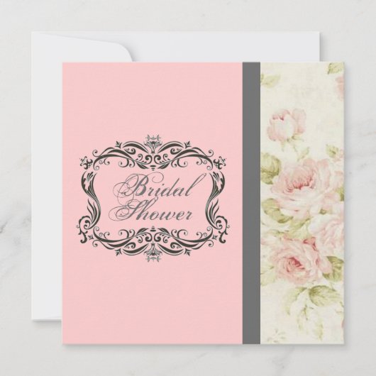 Chic Roze Bloemen Bruids Douche Uitnodiging (Voorkant)