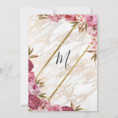 Chic Roze Bloemen Goud Marmer Afstudeerfeest Kaart (Achterkant)