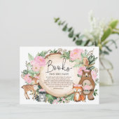 Chic Roze Bloemen Woodland Greenery Boeken voor Ba Informatiekaartje (Staand voorkant)