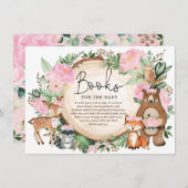 Chic Roze Bloemen Woodland Greenery Boeken voor Ba Informatiekaartje (Voorkant / Achterkant)