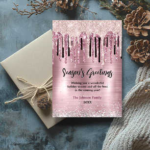 Chic Roze Blush Drips Nieuwjaar Kerstmis