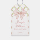 Chic Roze Bow Bloemen Baby Meisje Douche Dank u Cadeaulabel (Voorkant)