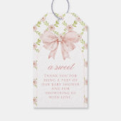 Chic Roze Bow Bloemen Baby Meisje Douche Dank u Cadeaulabel (Achterkant)