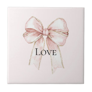 Chic Roze Bow Tegeltje