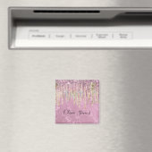 Chic roze damask driving unicorn glitter monogram (Insitu (Vaatwasser))