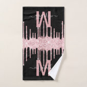 Chic roze Driving Glitter Monogram Naam Bad Handdoek (Handdoek)
