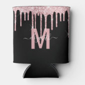 Chic roze Driving Glitter Monogram Naam Blikjeskoeler (Voorkant)