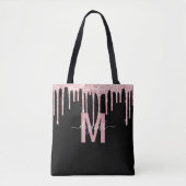 Chic roze Driving Glitter Monogram Naam Draagtas (Voorkant)