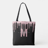 Chic roze Driving Glitter Monogram Naam Draagtas (Achterkant)