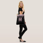 Chic roze Driving Glitter Monogram Naam Draagtas (Op model)