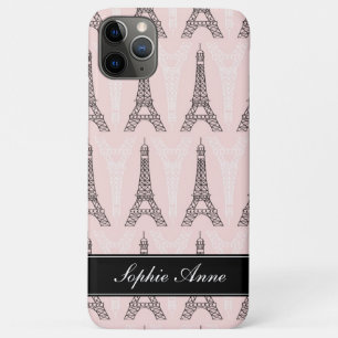 Chic roze Eiffel Tower Patroon iPhone 11 Pro Max Hoesje
