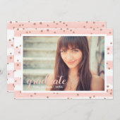 Chic roze en Gold Striped Afstuderen partijkaarten Kaart (Voorkant / Achterkant)