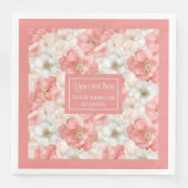 Chic Roze en Gouden Bloemen Napkin Custom Name Servet (Voorkant)