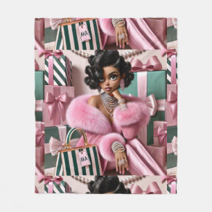 Chic roze en groen fleece deken