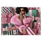 Chic roze en groen groot cadeauzakje (Achterkant)