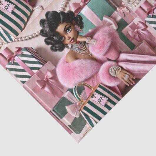 Chic roze en groen tissuepapier (Detail)