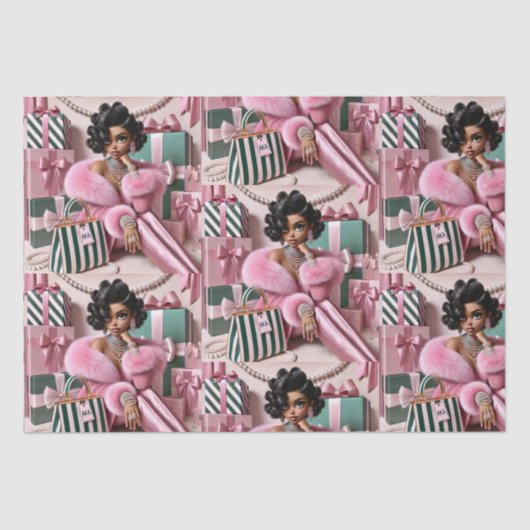 Chic roze en groen tissuepapier (Voorkant)