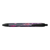 chic roze en paarse bloem met script monogram zwarte inkt pen (Achterkant)