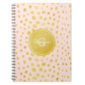 Chic roze faux goudglitter cheetah monogram notitieboek (Voorkant)