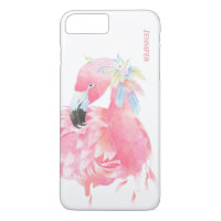 Chic Roze Flamingo Custom iPhone 7 Plus Hoesje