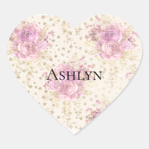 Chic roze Flowers Hart Sticker