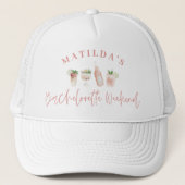Chic roze girly bruiloft bachelorette weekend trucker pet (Voorkant)