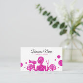 Chic Roze Glitter Bloemen Kapsalon Afsprakenkaartje (Staand voorkant)