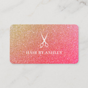 Chic Roze Glitter Haar Schoonheidssalon Loyaliteit Visitekaartje