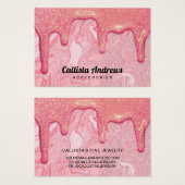 Chic roze Glitter Marble Drids Bracelet Display Visitekaartje (Voorkant /achterkant)