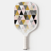 Chic roze Gold driehoeken - aangepaste monogram te Pickleball Paddle (Achterkant)