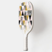 Chic roze Gold driehoeken - aangepaste monogram te Pickleball Paddle (Links)