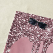 Chic Roze Goud Roze Glittersluier Glans Monogram Strandlaken (In situ)