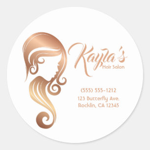 Chic Roze Gouden Beauty Girl Kapsalon en Make-up S Ronde Sticker