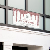 Chic Roze Gouden Glitter Drips Zakelijk Spandoek (Buitenkant Gebouw)