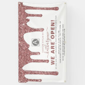 Chic Roze Gouden Glitter Drips Zakelijk Spandoek (Verticaal)