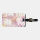 Chic roze goudglitter druppelt monogram bagagelabel (Achterkant horizontaal)