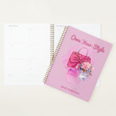 Chic Roze Handtas & Bloemen Ontwerp Dagelijkse Pla Planner (Display)