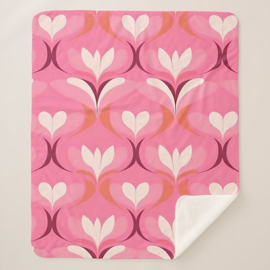 Chic roze hart ogee sherpa deken (Voorkant)